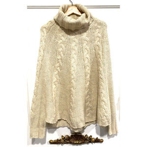 Established 1962 - chunky knit cream sweater turtle neck women's size Large